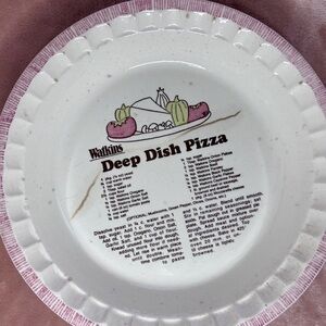 Watkins Deep Dish Pizza Plate - White and Pink